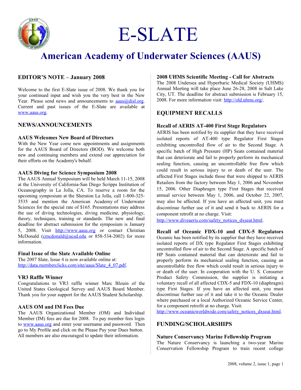 American Academy of Underwater Sciences (AAUS)