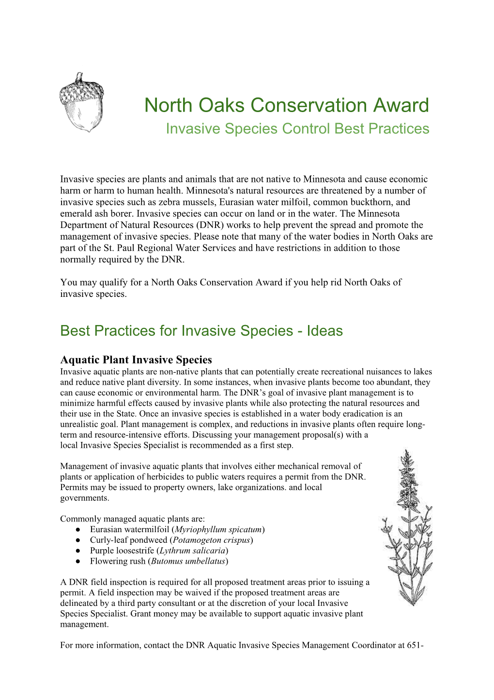 Best Practices for Invasive Species - Ideas