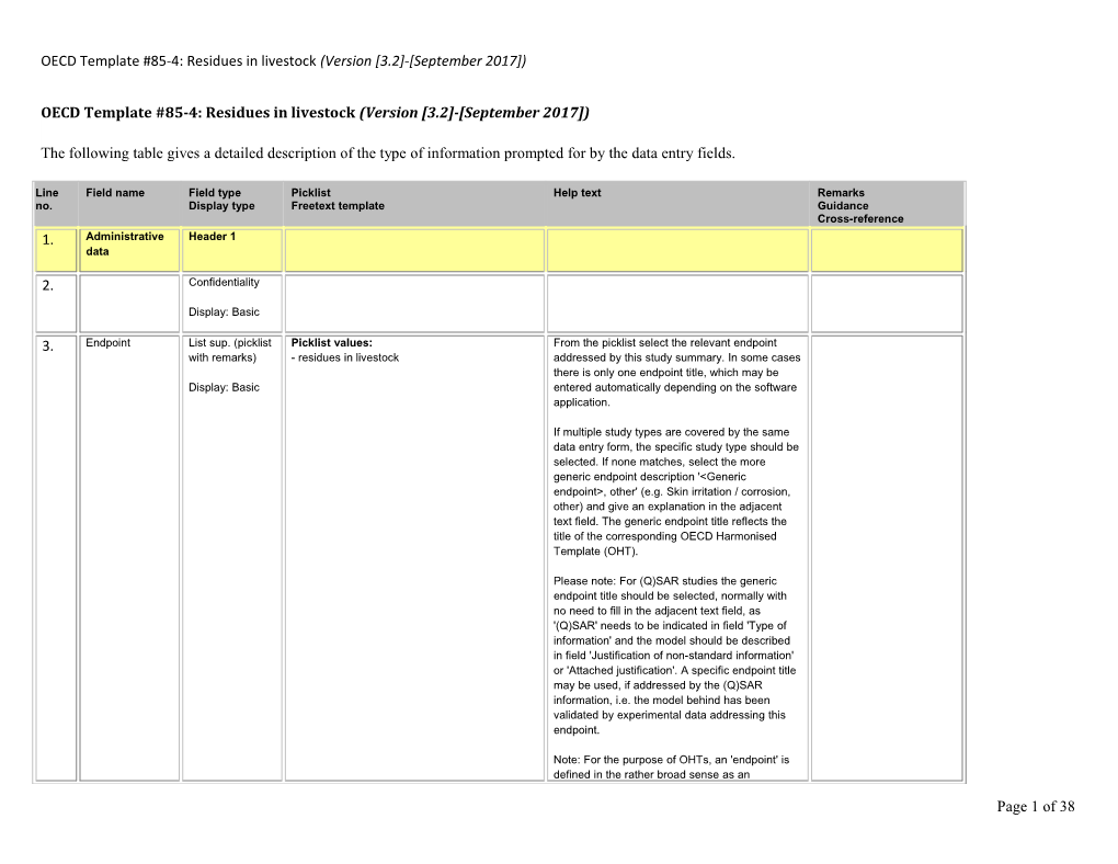 Oecdtemplate #85-4: Residues in Livestock(Version 3.2 - September 2017 )