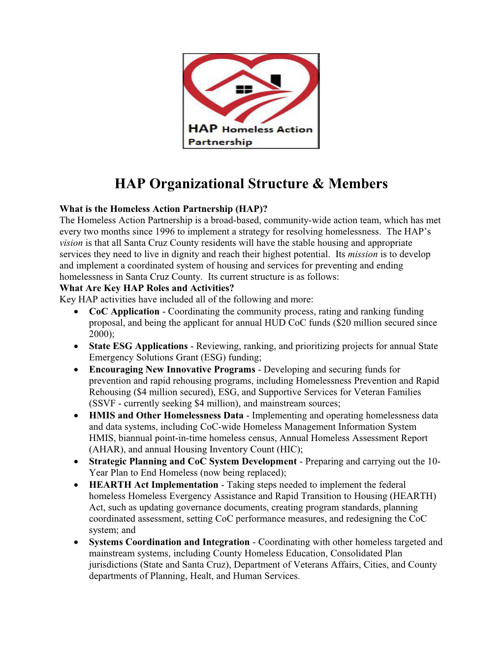 HAP Organizational Structure & Members