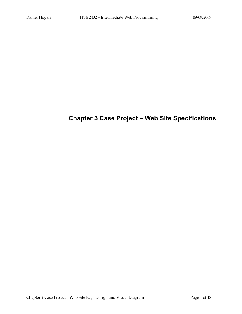 Chapter 2 Case Project Web Site Page Design and Visual Diagram