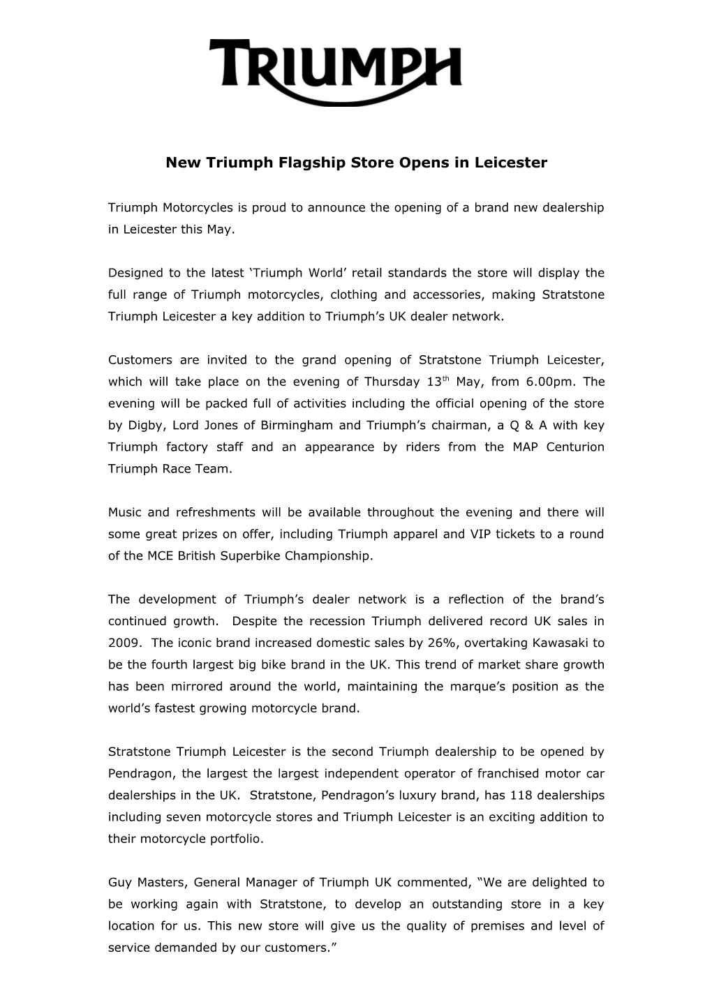 New Triumph Flagship Store Opens in Leicester