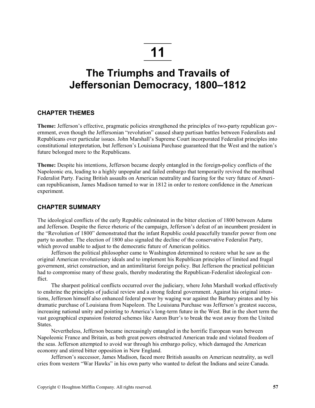 The Triumphs and Travails of Jeffersonian Democracy, 1800-1812