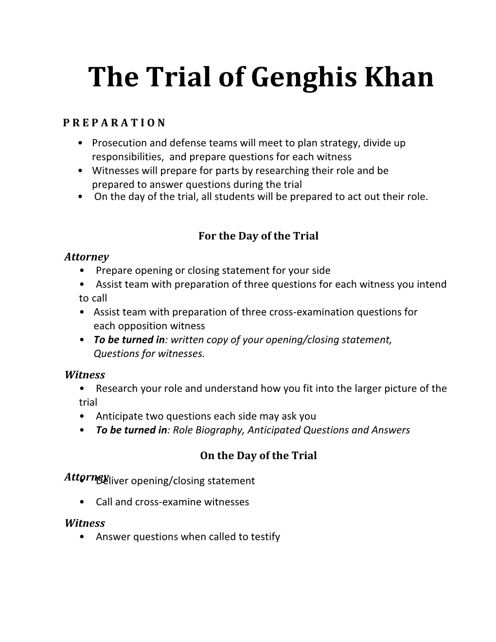 The Trial of Genghis Khan