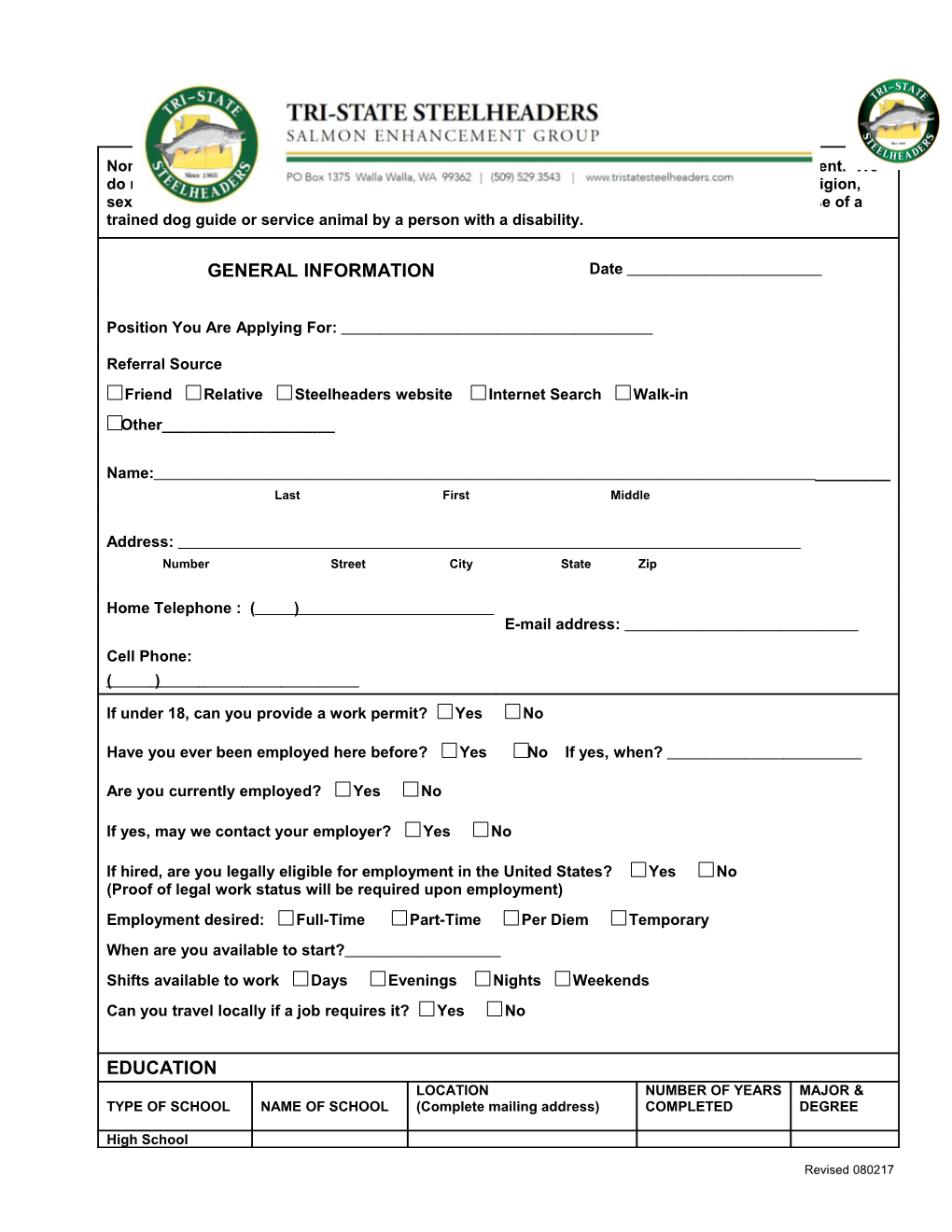 Sample Employment Application Form s2