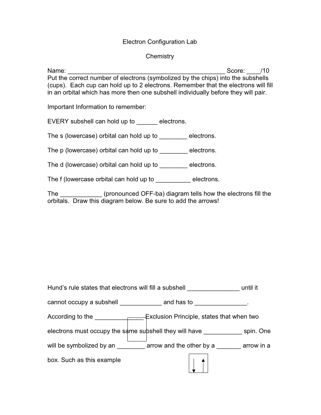 Electron Configuration Lab