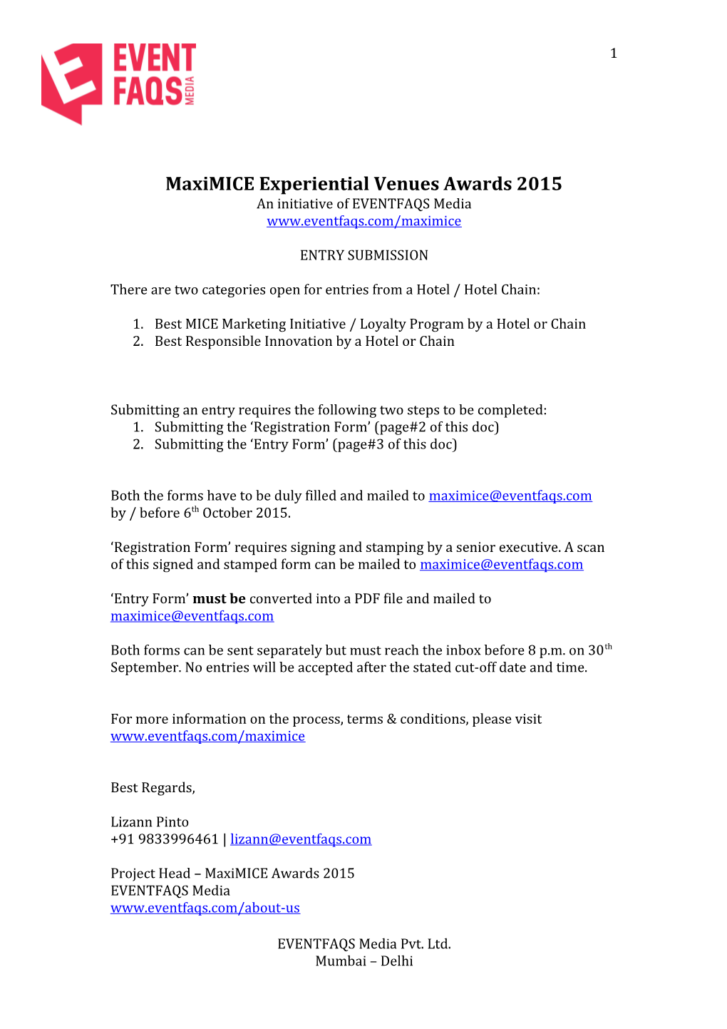 Maximice Experiential Venues Awards 2015