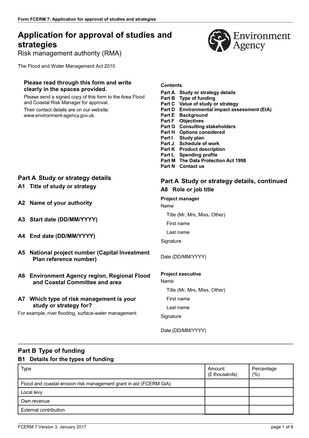 419 09 LIT 7078 Form FCERM 7: Application for Approval of Studies and Strategies