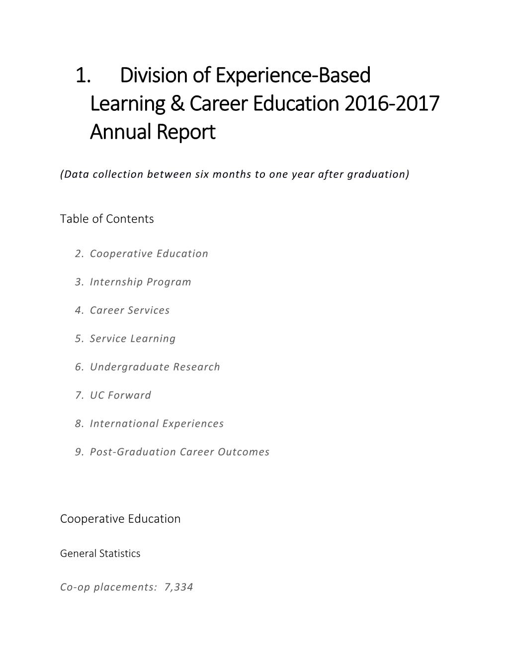 Division of Experience-Based Learning & Career Education 2016-2017 Annual Report