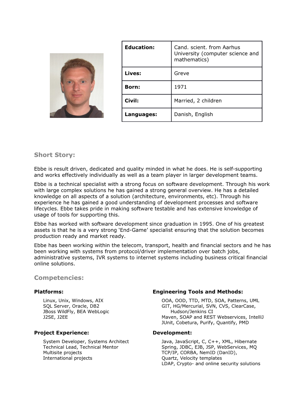 CV for Ebbe Jakobsen