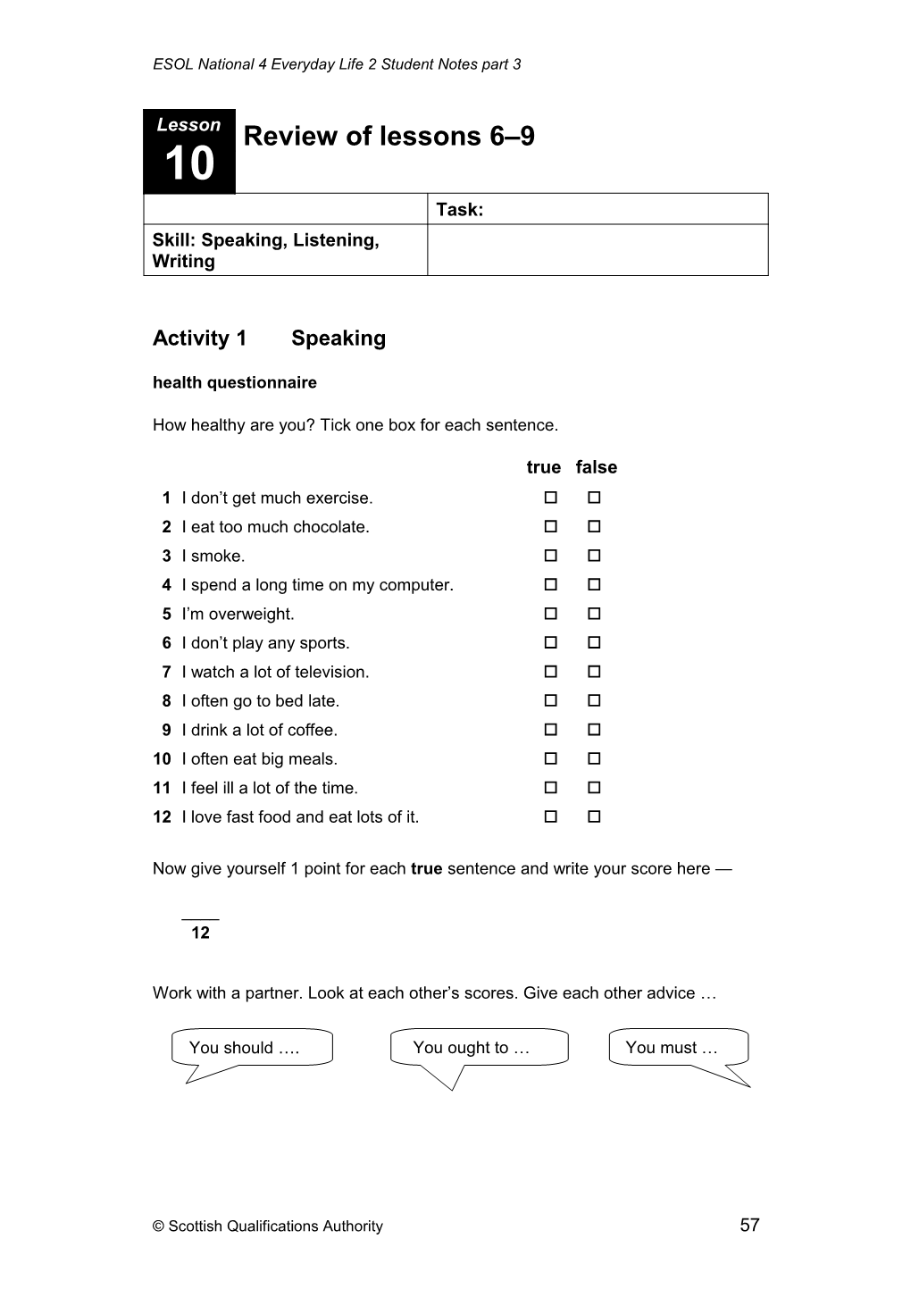 ESOL National 4 Everyday Life 2 Student Notes Part 3