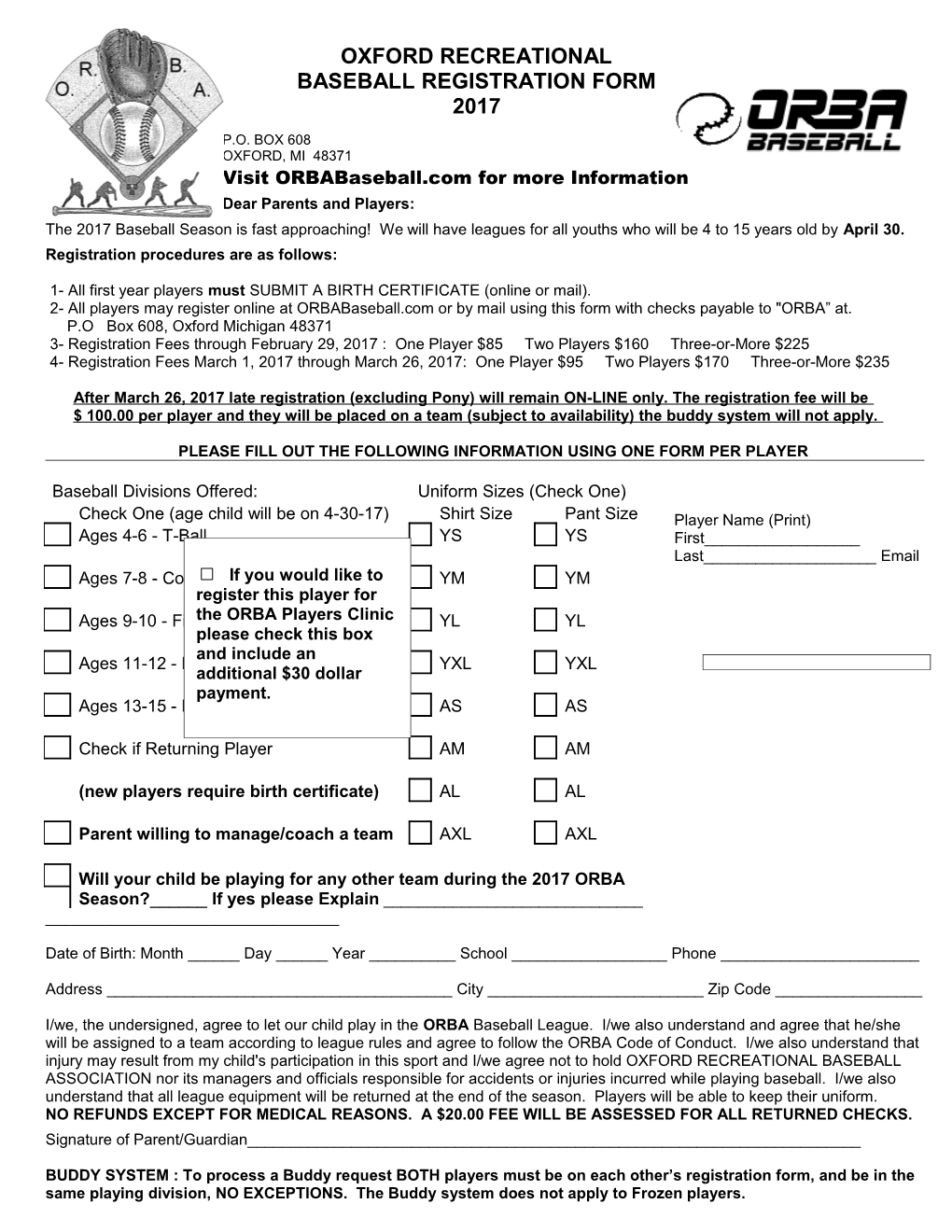 2011 ORBA Registration Form