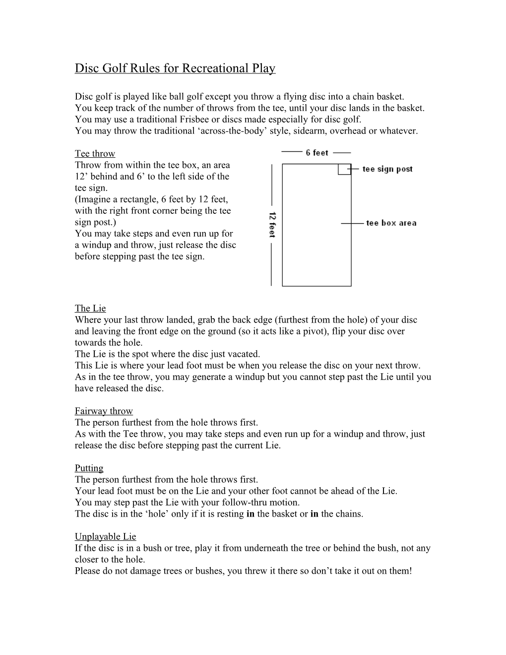 Disc Golf Rules for Recreational Play