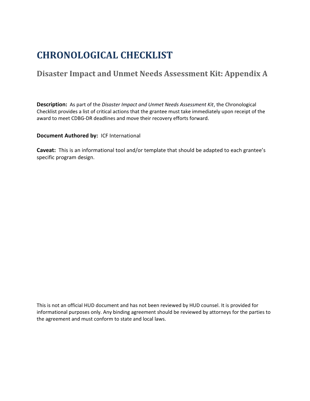 CDBG-DR Appendix a Chronological Checklist