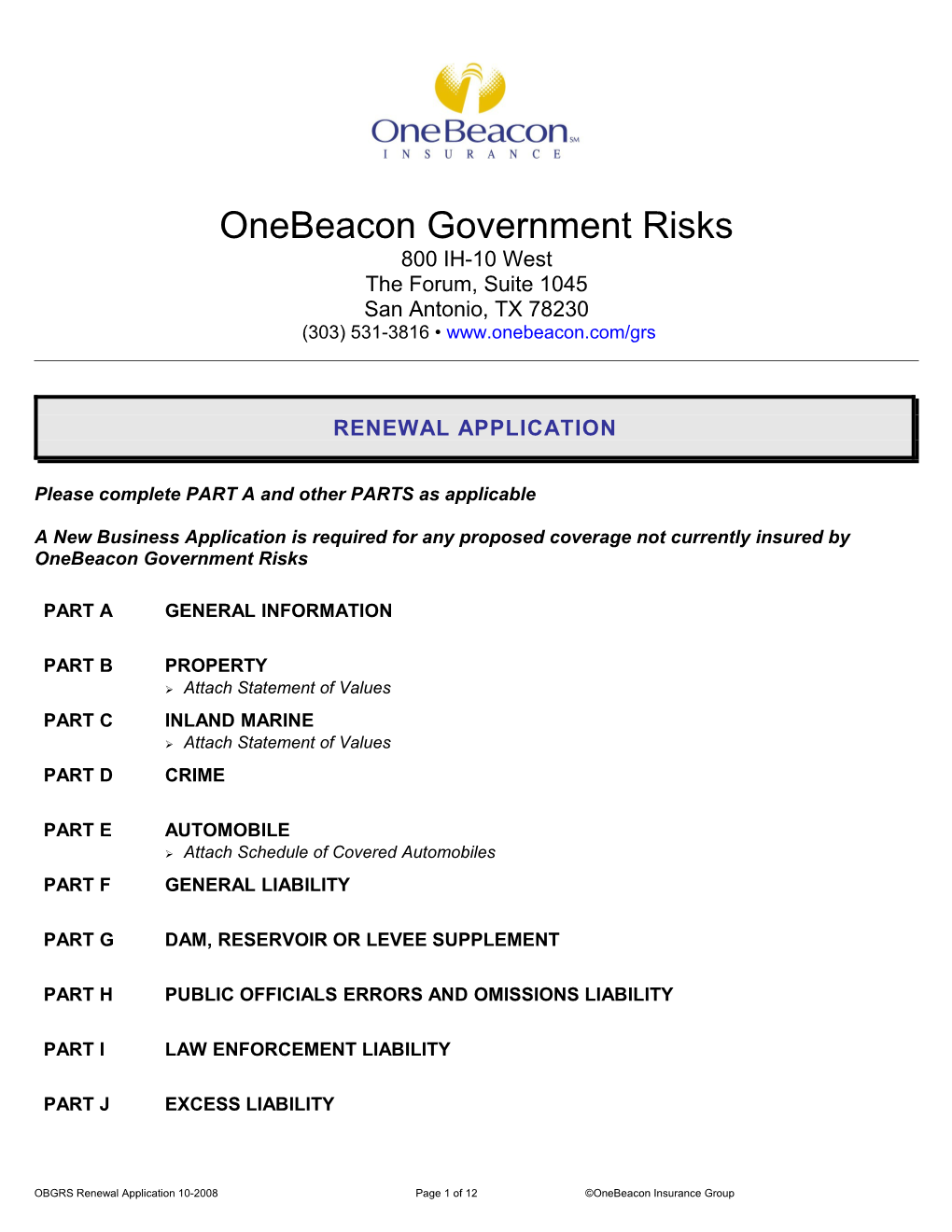 Onebeacon Government Risks