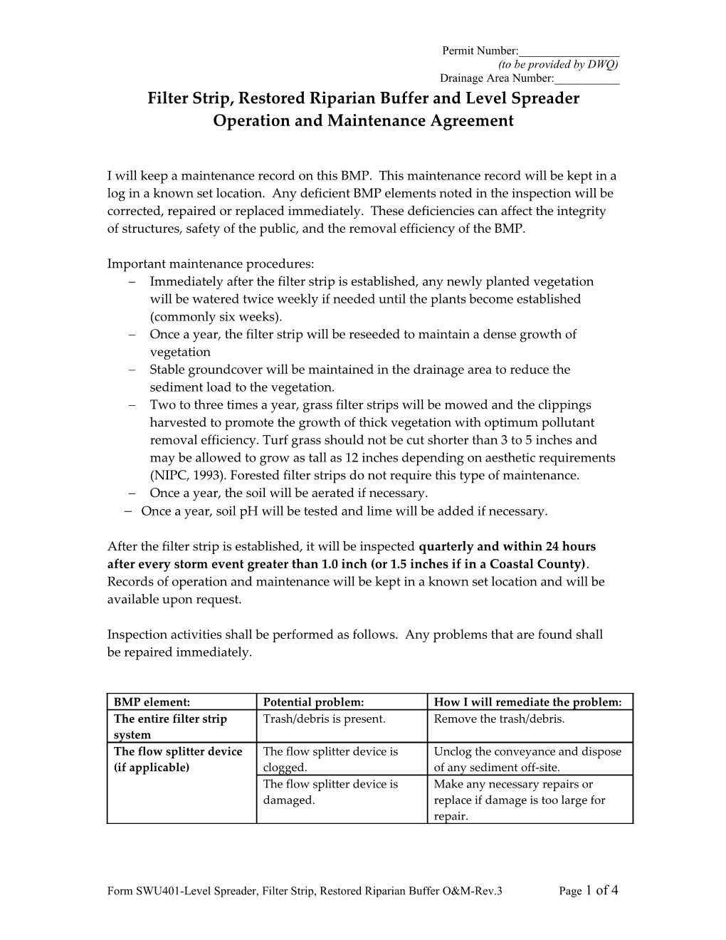 Wet Detention Basin Inspection and Maintenance Agreement