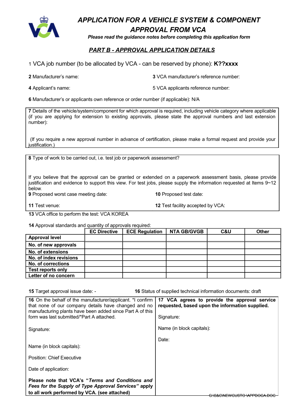 Part B - Approval Application Details