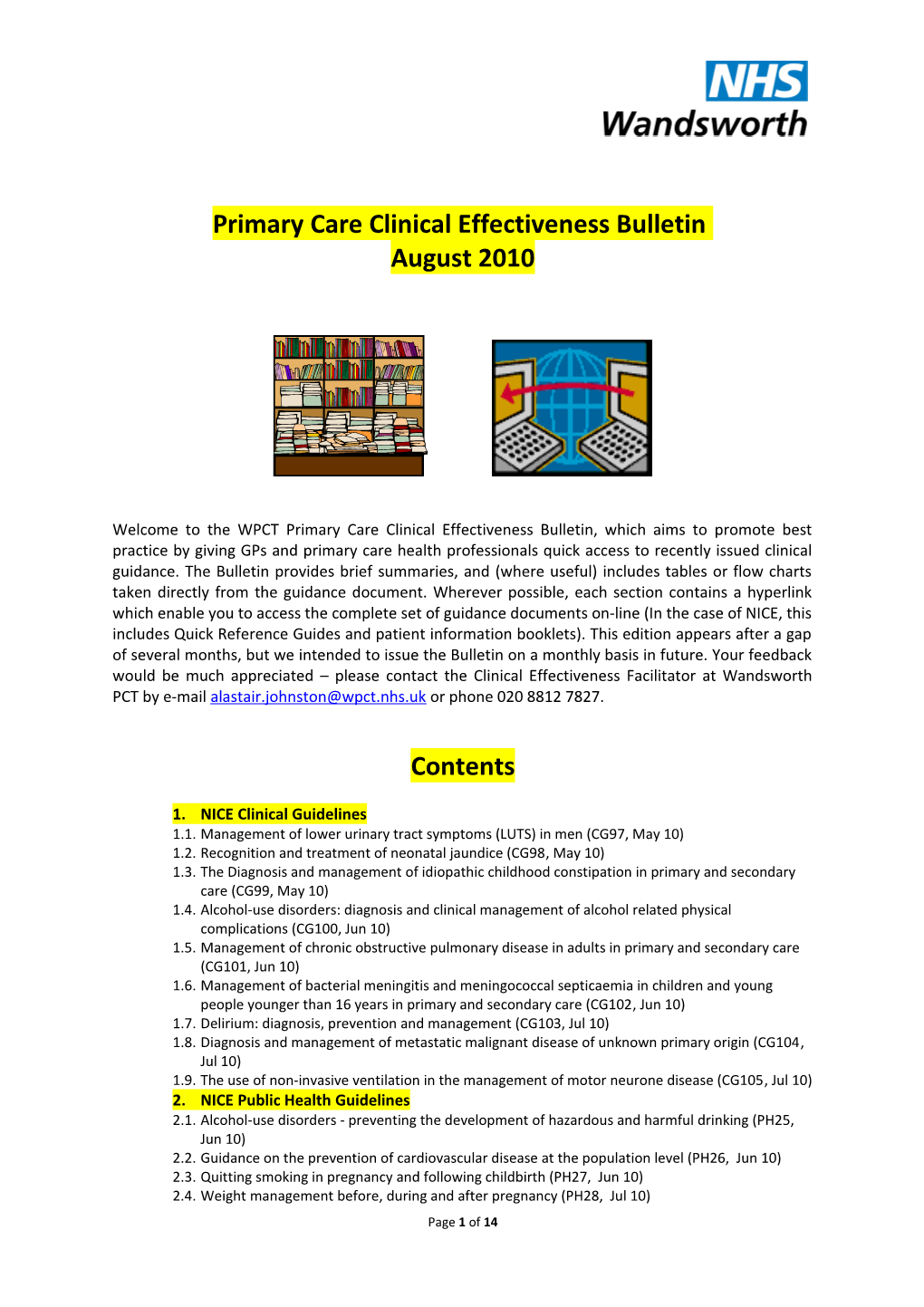 PC Clinical Effectiveness Bulletin Aug10