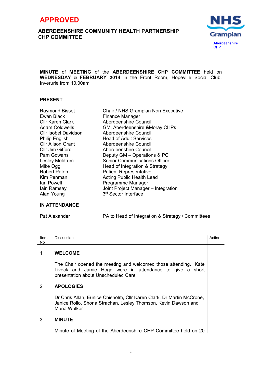 Item 9.1 for 6 June 14 Aberdeenshire CHP 5 Feb