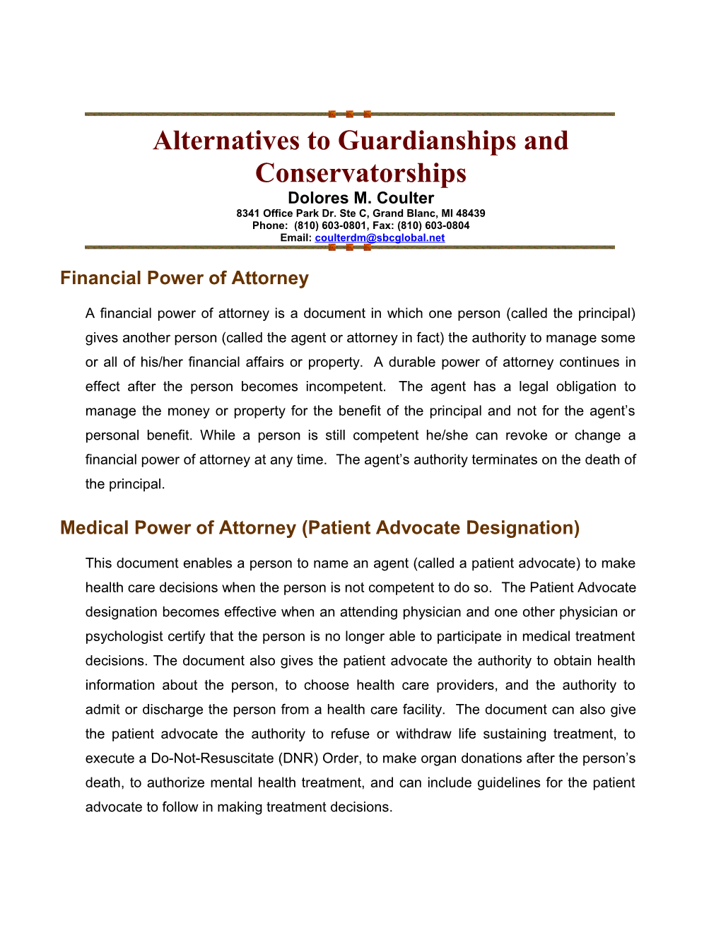 Alternatives to Guardianships and Conservatorships