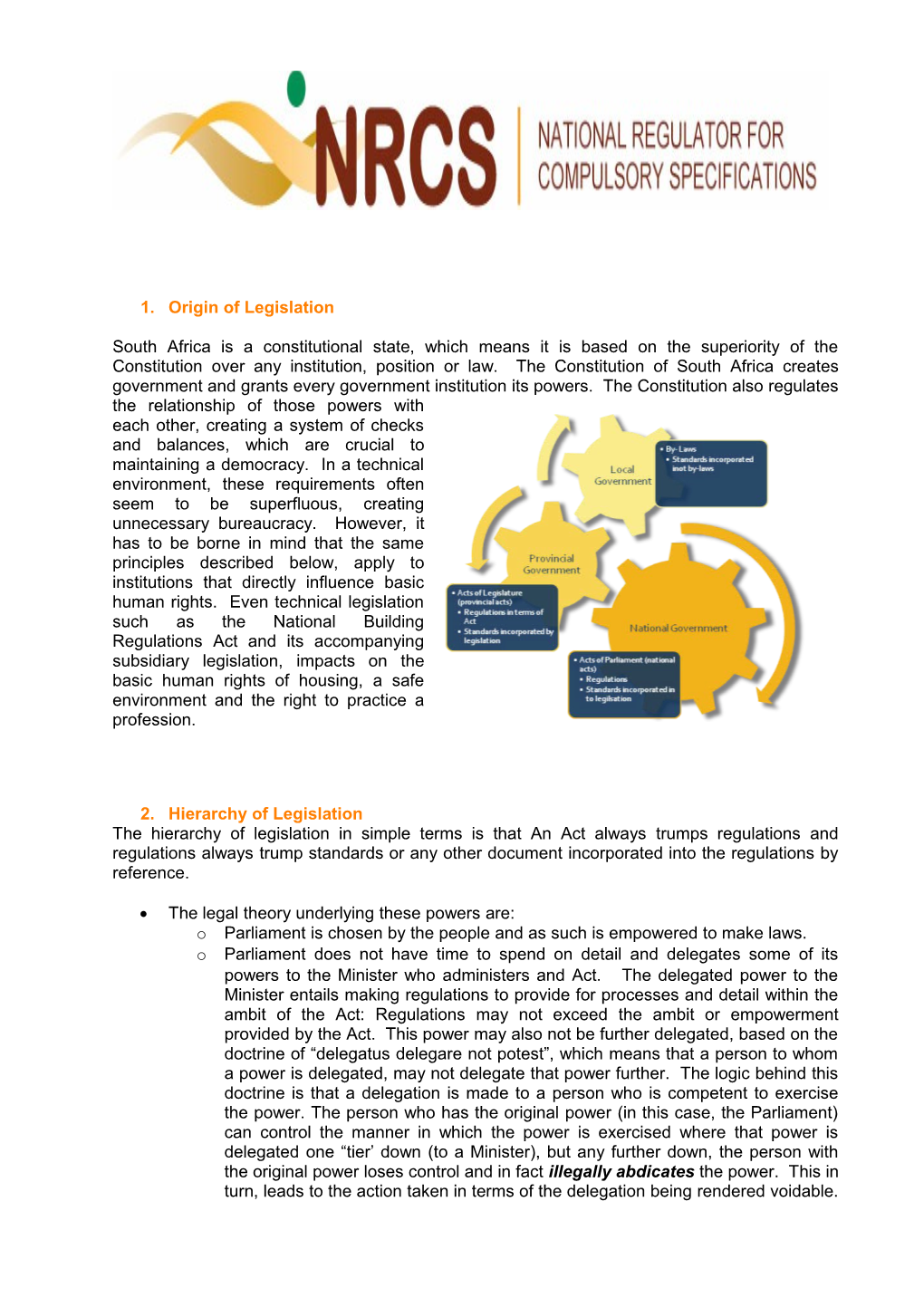 1. Origin of Legislation