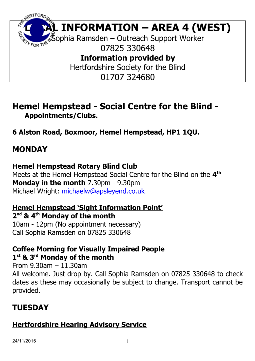 Local Information - North West Herts. Area