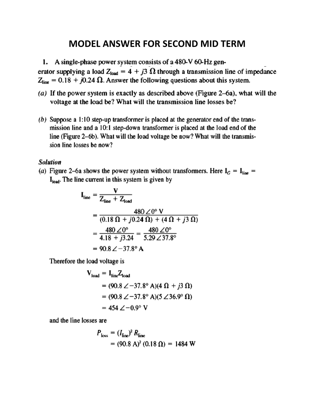 Model Answer for Second Mid Term