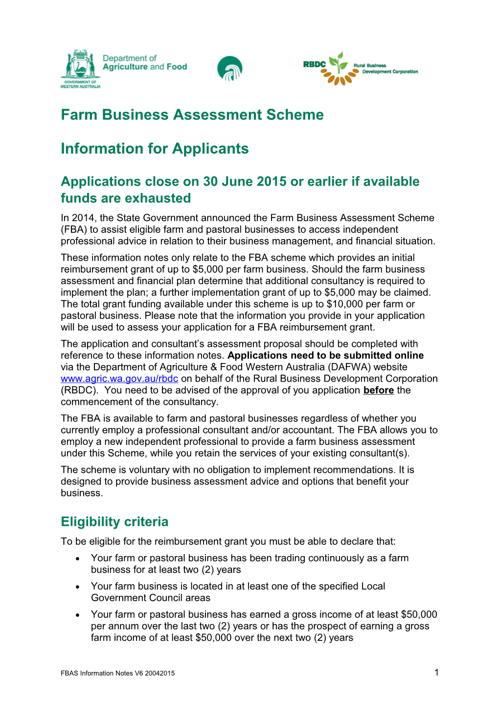 Farm Business Assessment Scheme