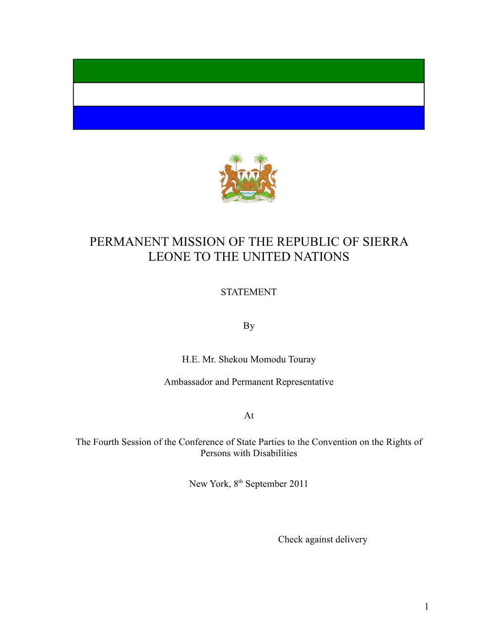 Permanent Mission of the Republic of Sierra Leone to the United Nations