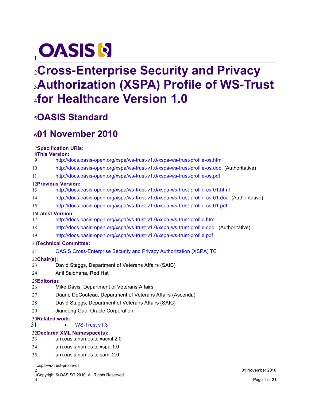 OASIS Specification Template s21