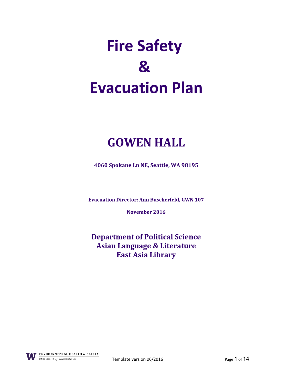 Emergency Evacuation and Operations Plan