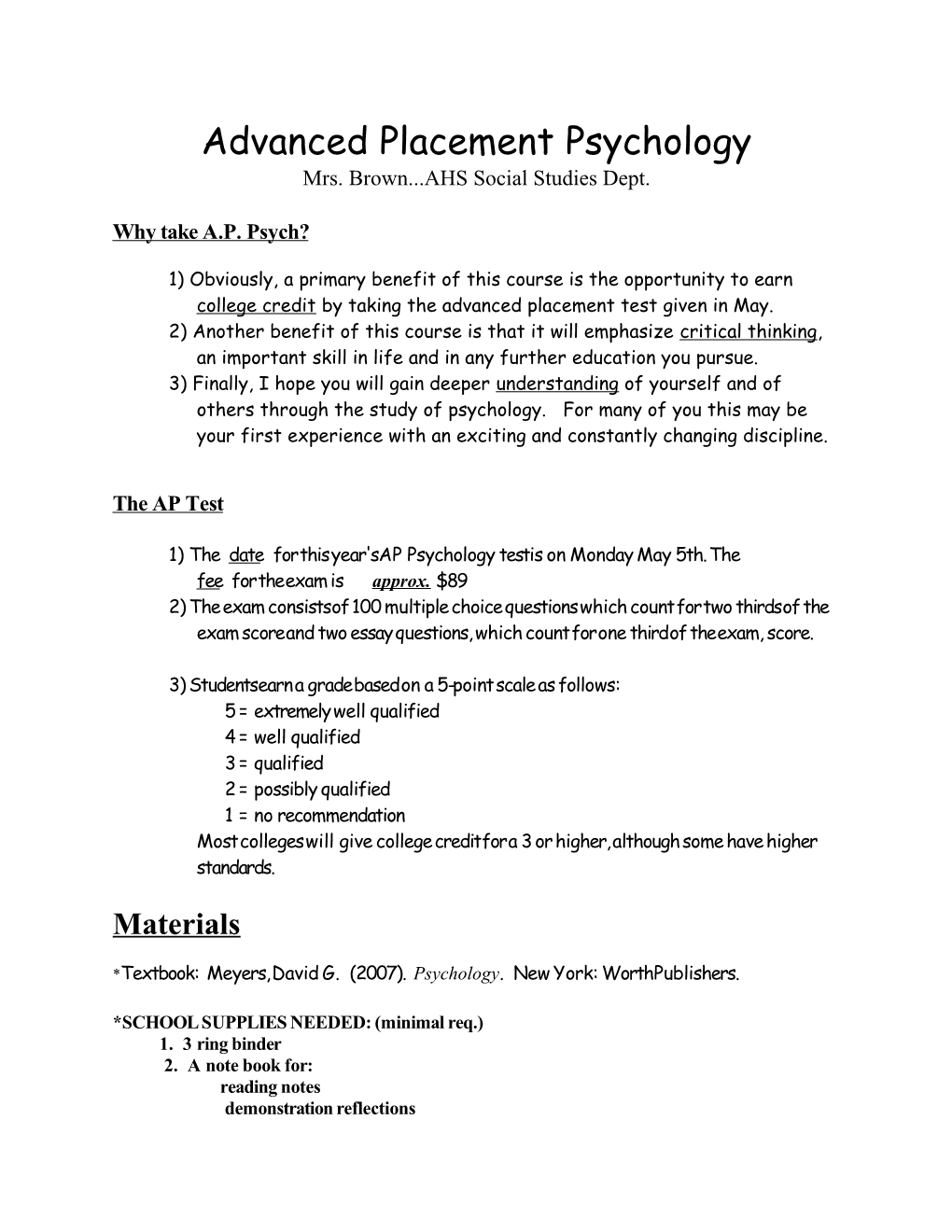 Advanced Placement Psychology