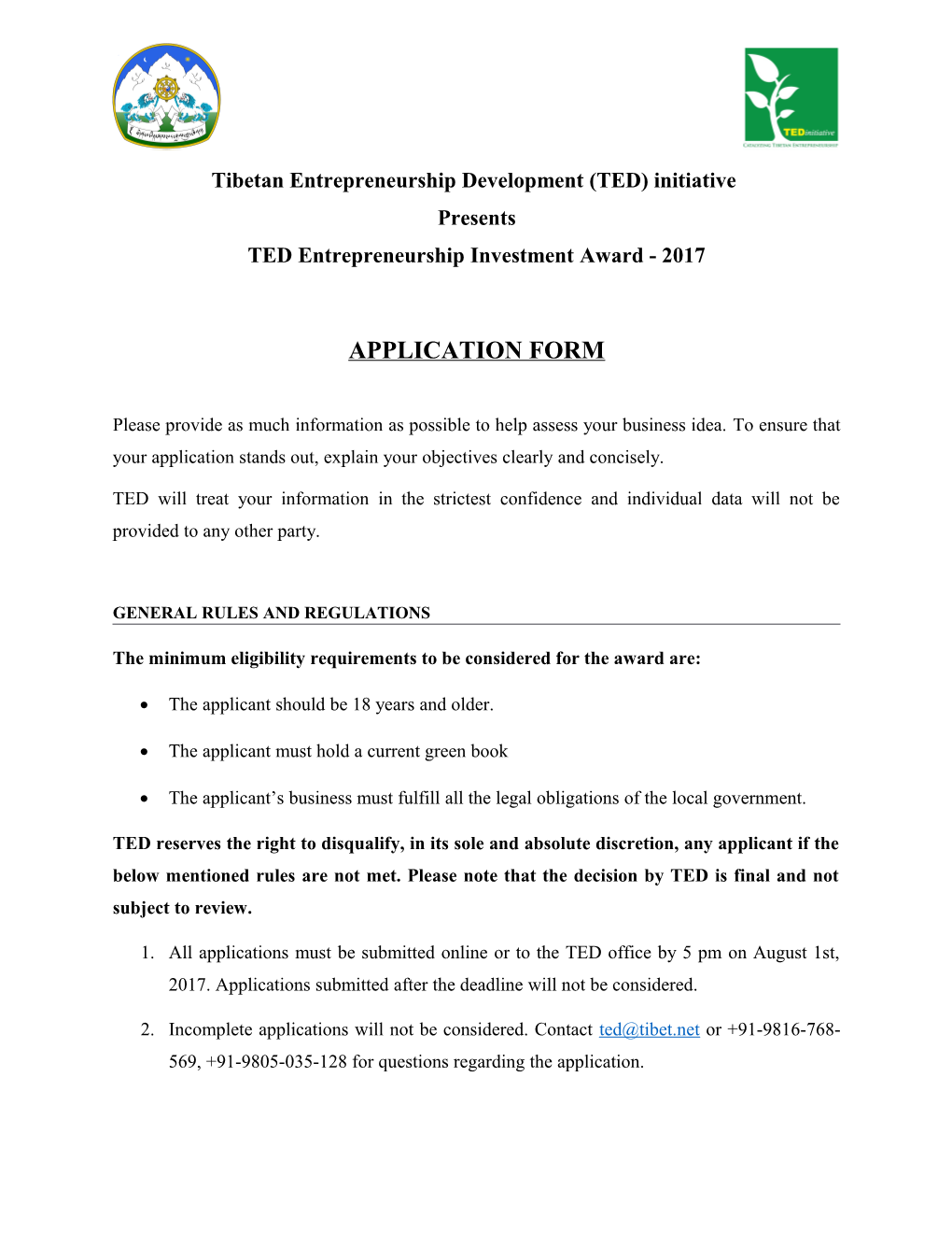 Tibetan Entrepreneurship Development (TED) Initiative