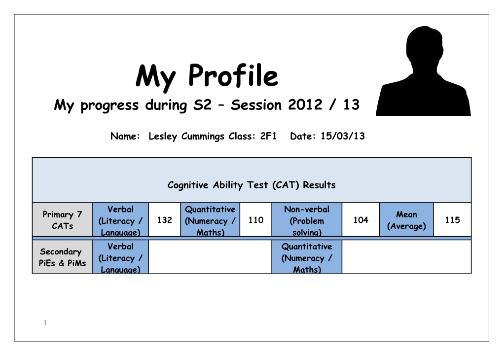 My Progress During S2 Session 2012/13
