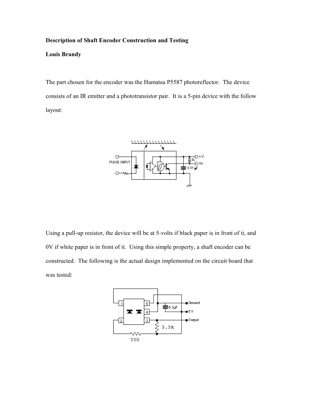 Description of Shaft Encoder Construction and Testing