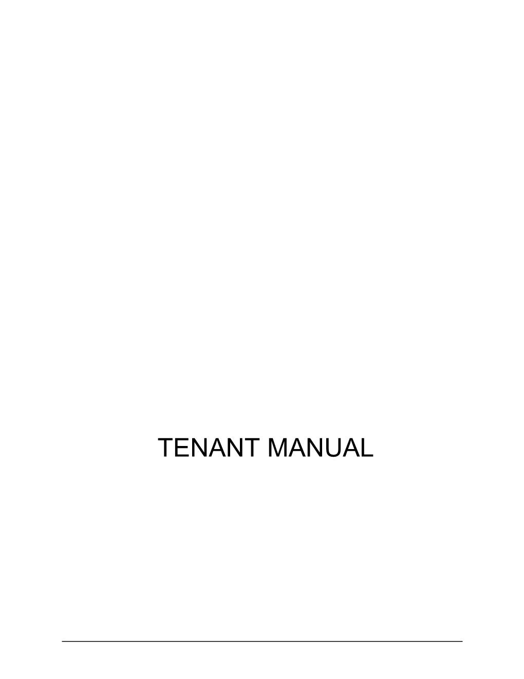 Tenant Manual Table of Contents