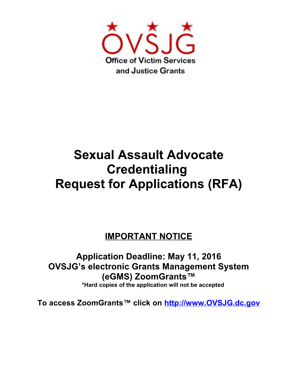Request for Applications (RFA) s1