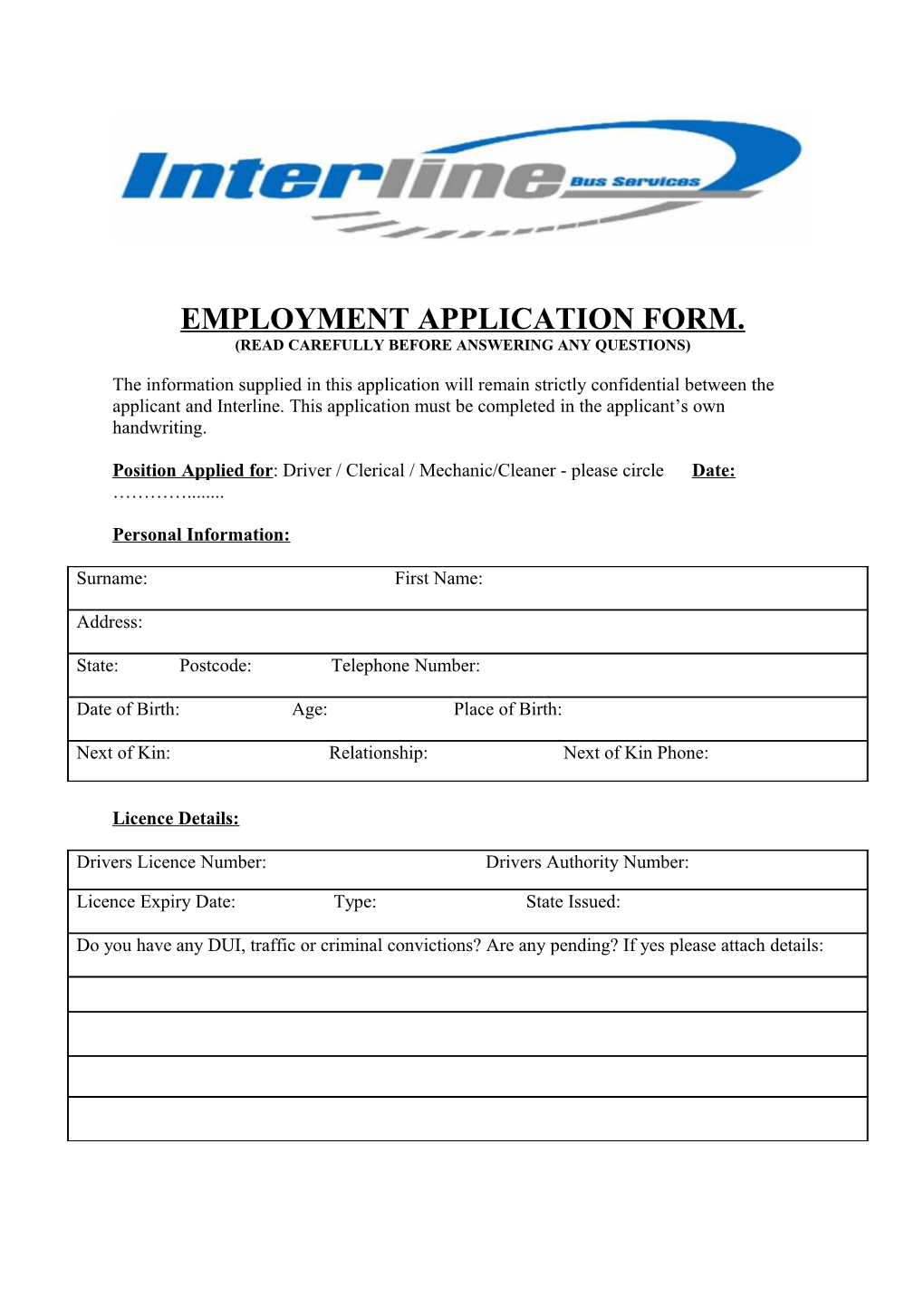 Employment Application Form s8
