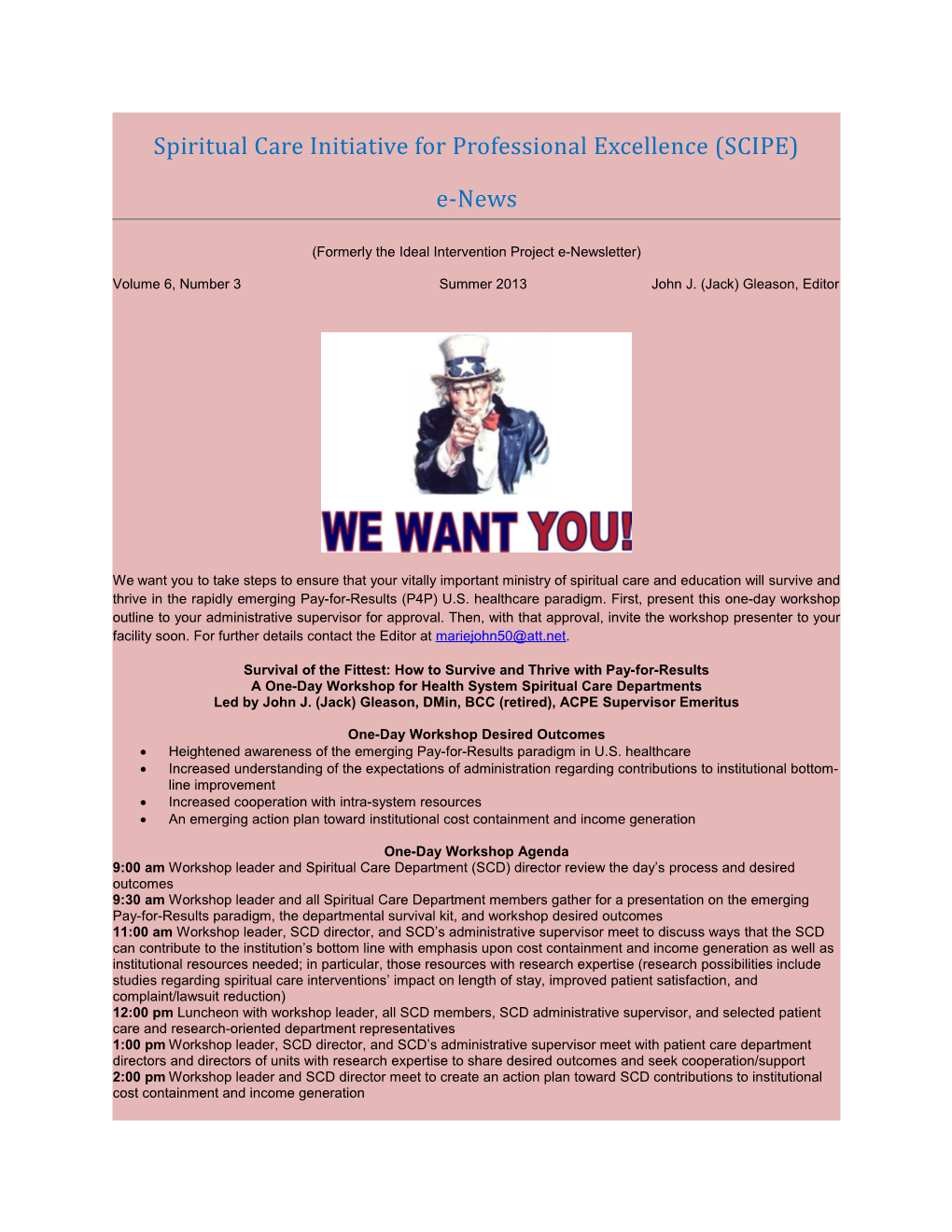 Spiritual Care Initiative for Professional Excellence (SCIPE)