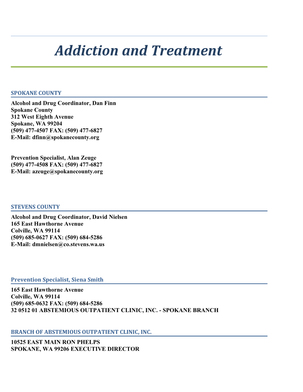 Addiction and Treatment
