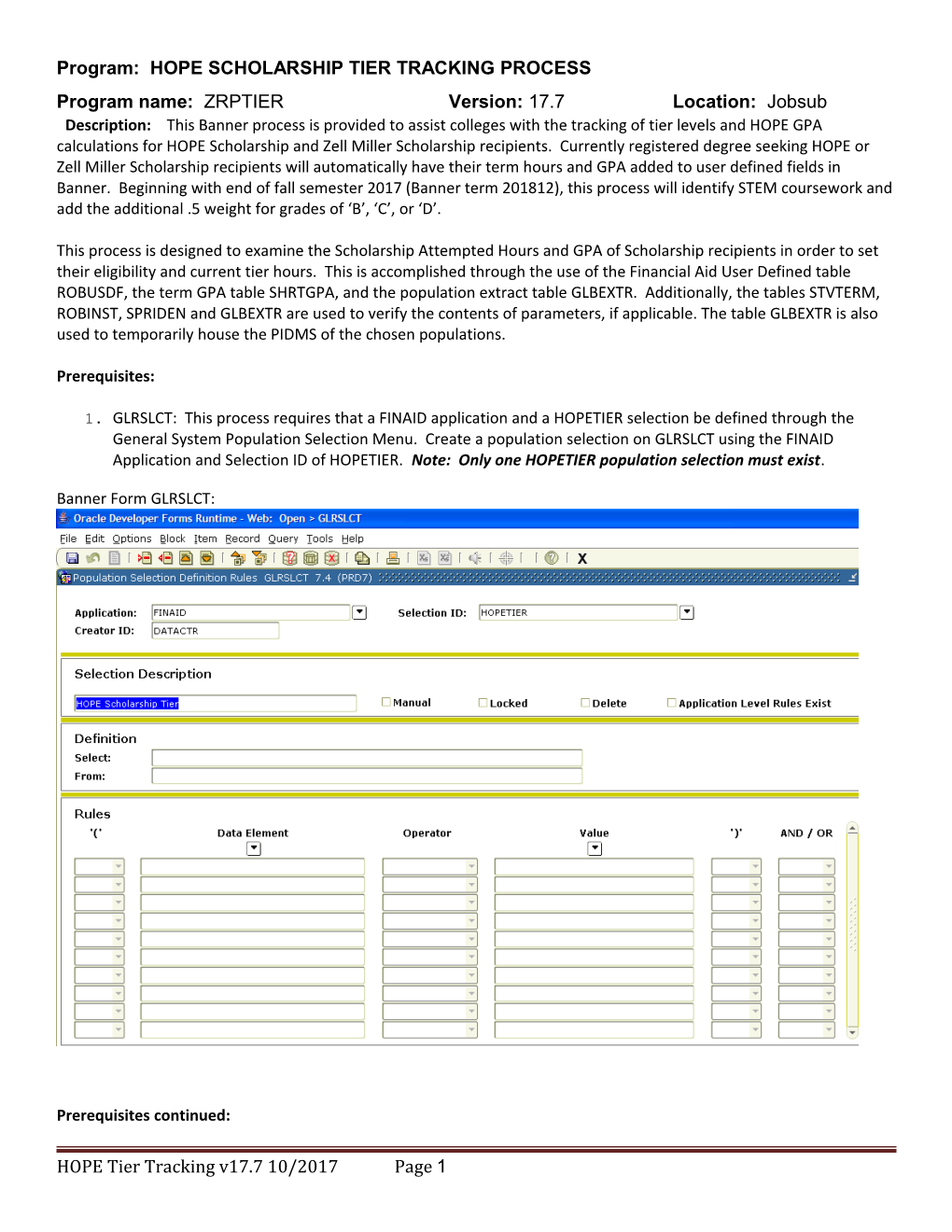 Program: HOPE SCHOLARSHIP TIER TRACKING PROCESS