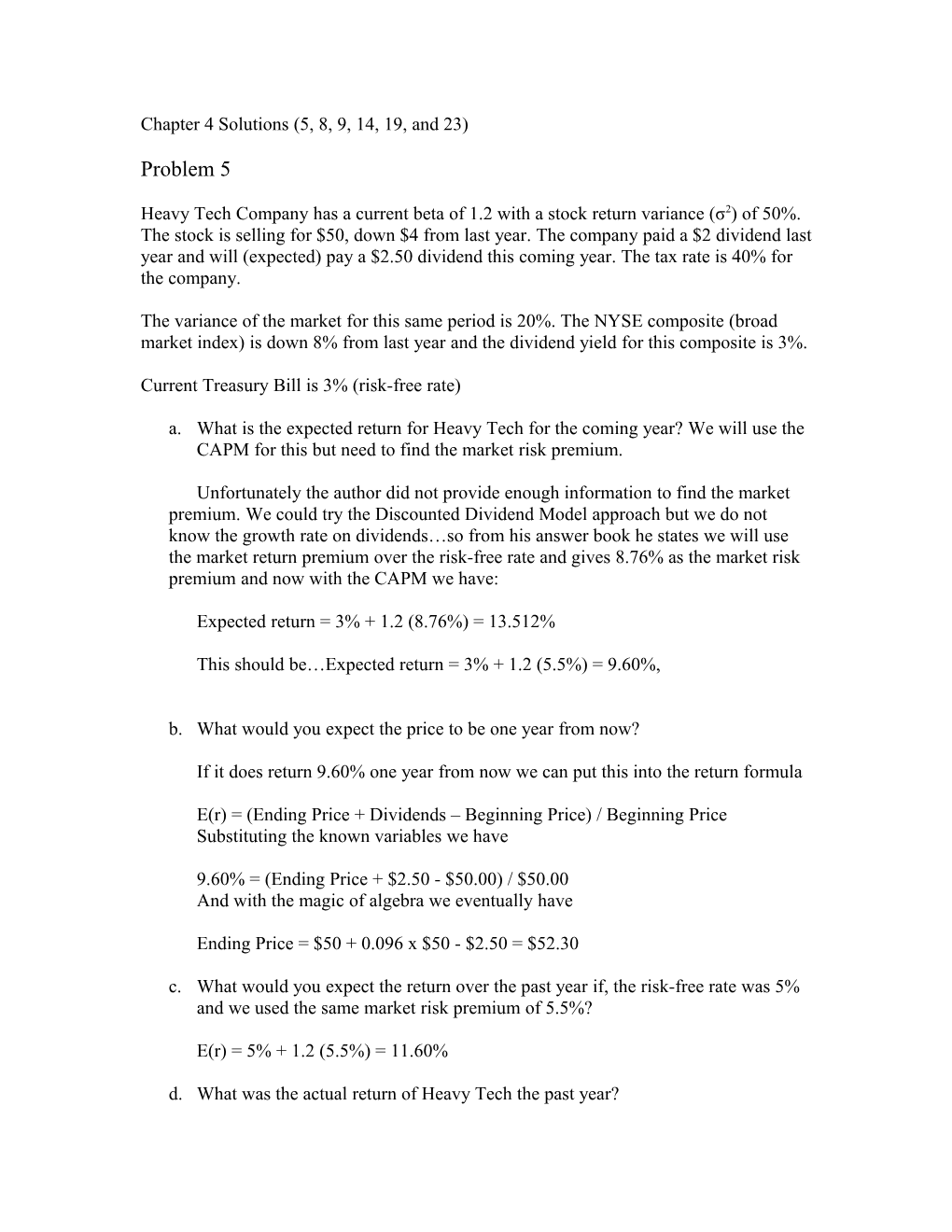 Chapter 4 Solutions M(5, 8, 9, 14, 19, and 23)