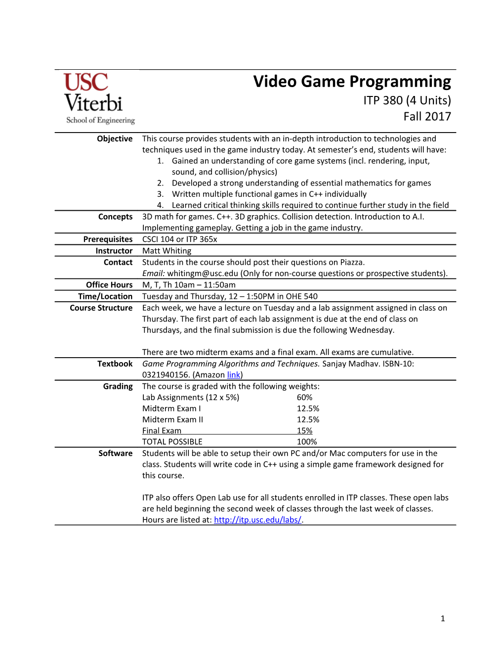 Video Game Programming