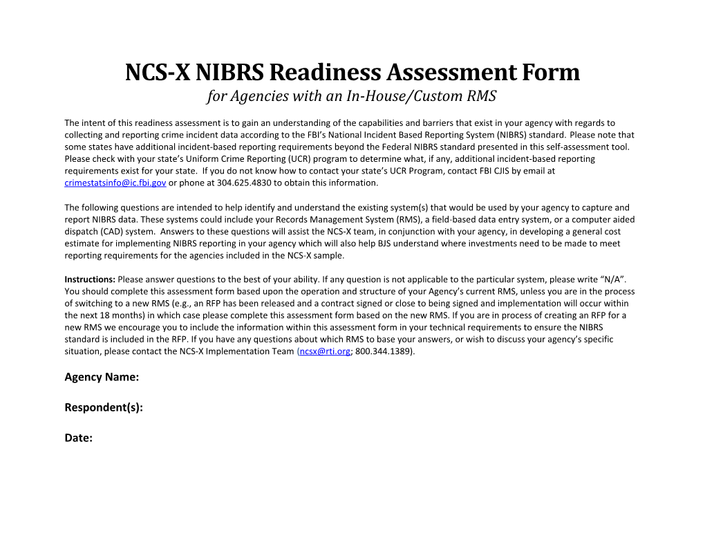 NCS-X Information Exchange Infrastructure Assessment