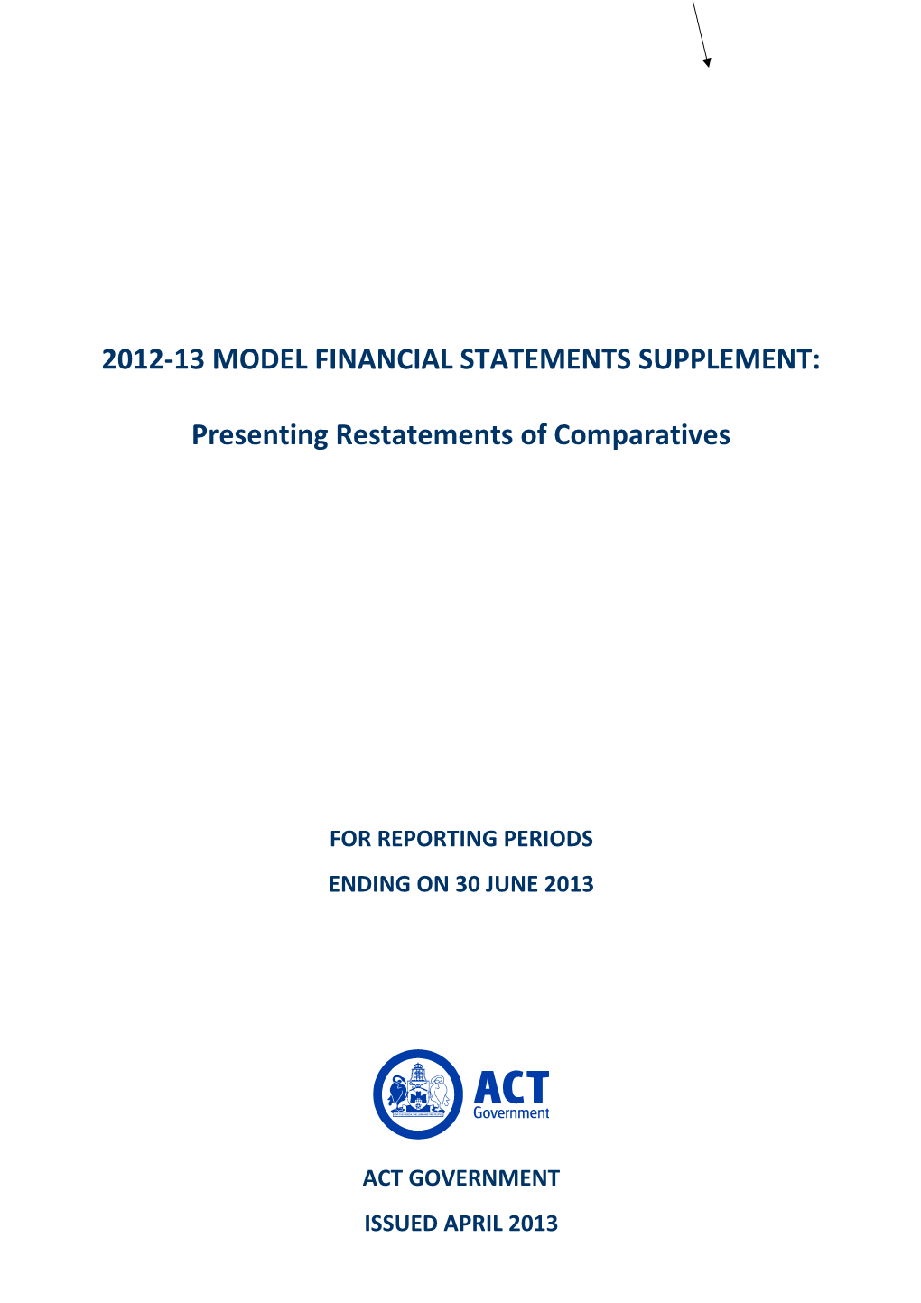 2012-13 Model Financial Statements Supplement