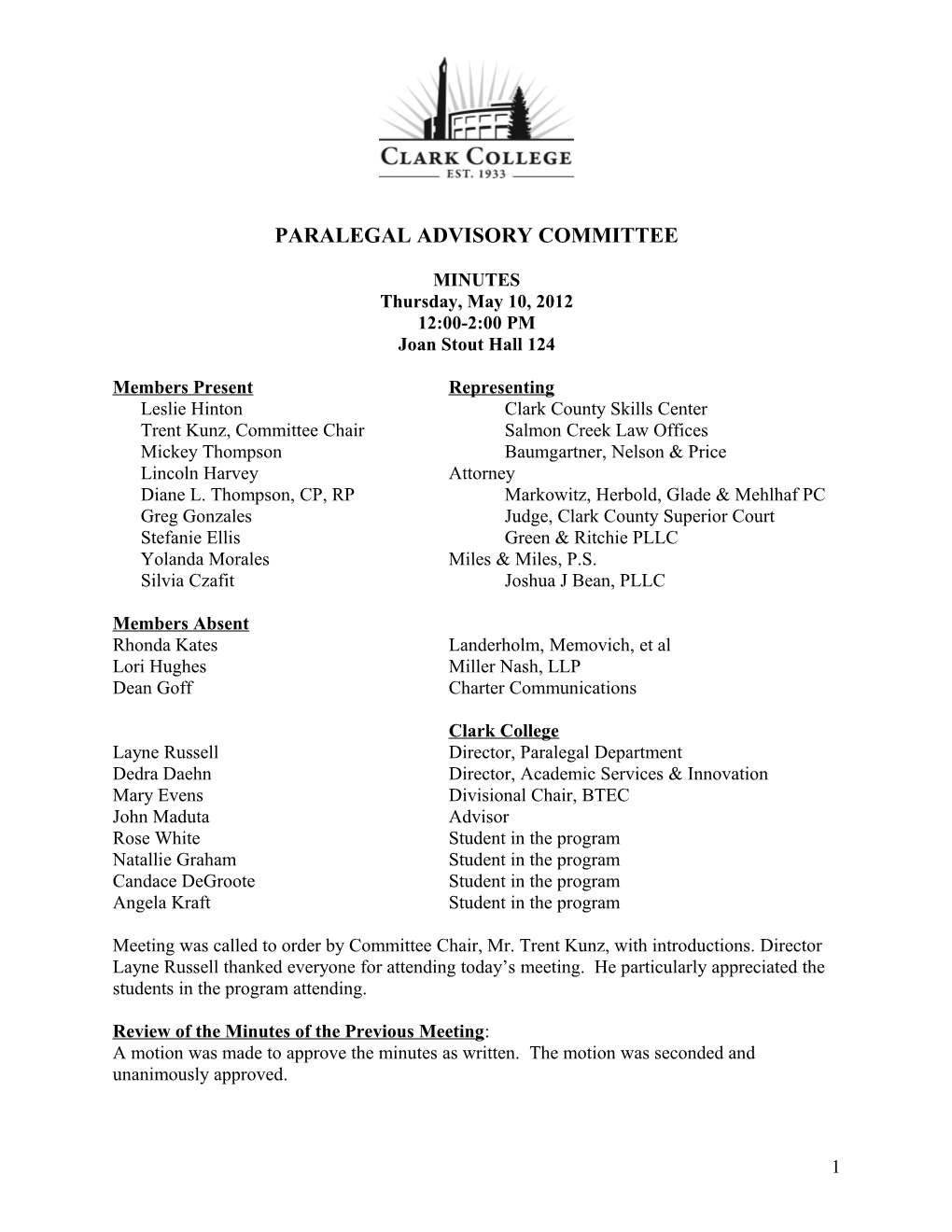 Paralegal Advisory Committee