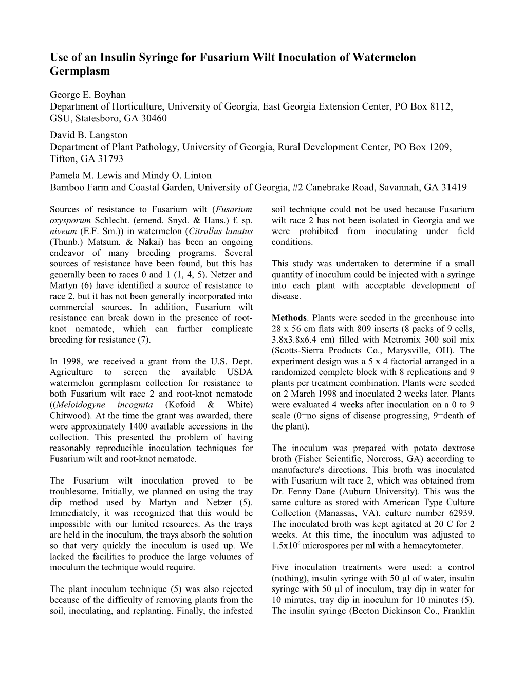 Survey of Watermelon Trialing Methods in the U s1