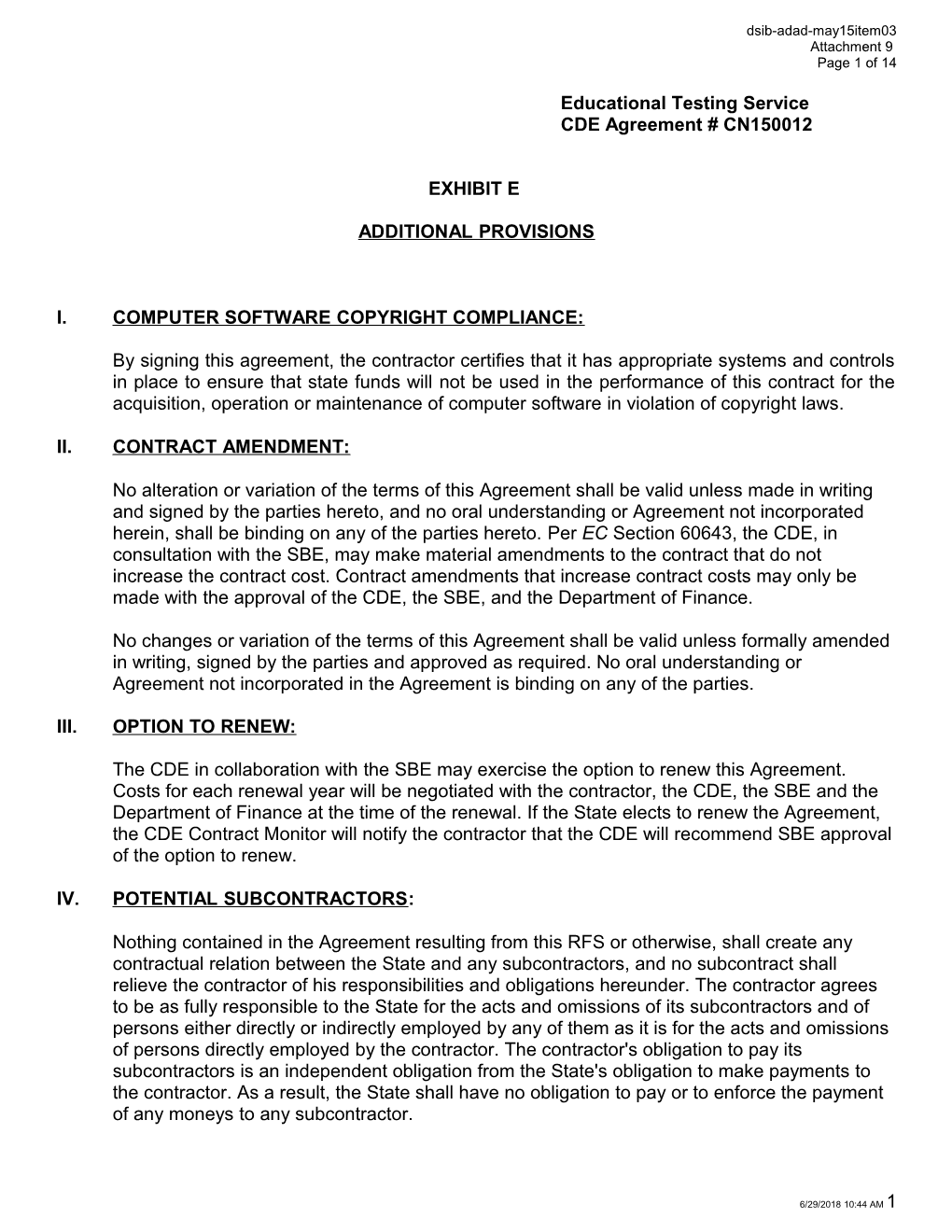 May 2015 Agenda Item 01 Attachment 9 - Meeting Agendas (CA State Board of Education)