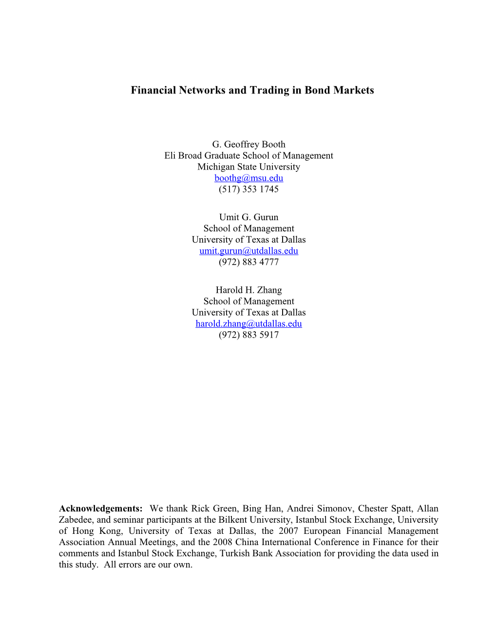 Financial Networks and Trading: Evidence on Emerging Bond Market