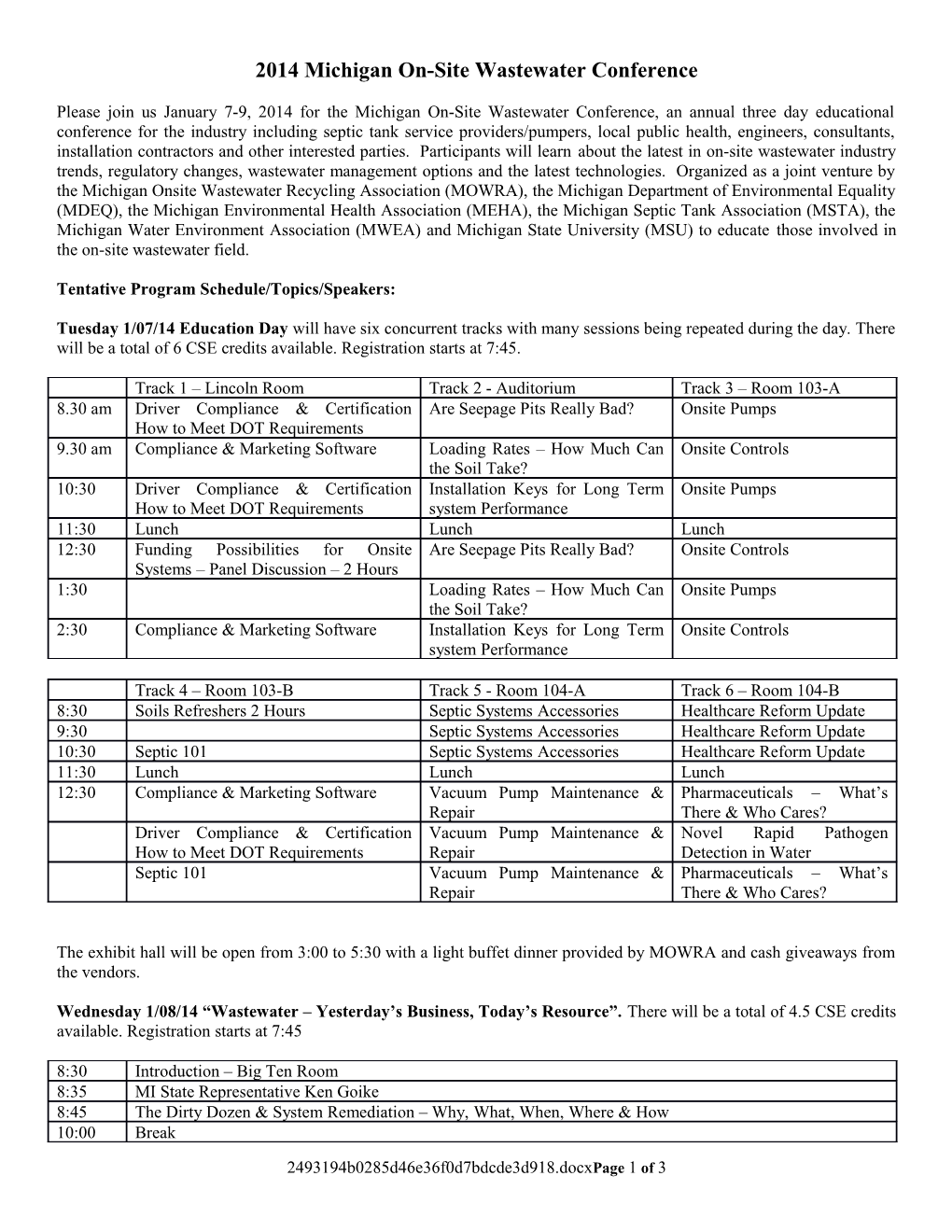 2014 Michigan On-Site Wastewater Conference